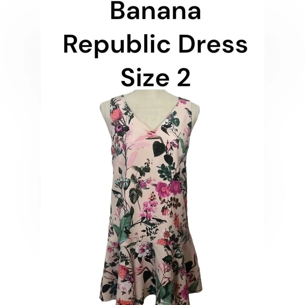 Women’s Banana Republic White & Floral Dress Size 2